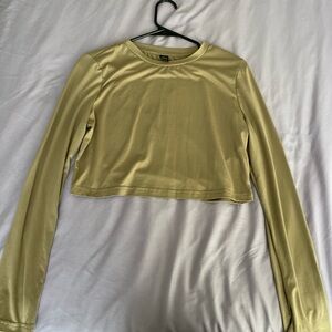 SHEIN Metallic Gold Long Sleeve Crop Top